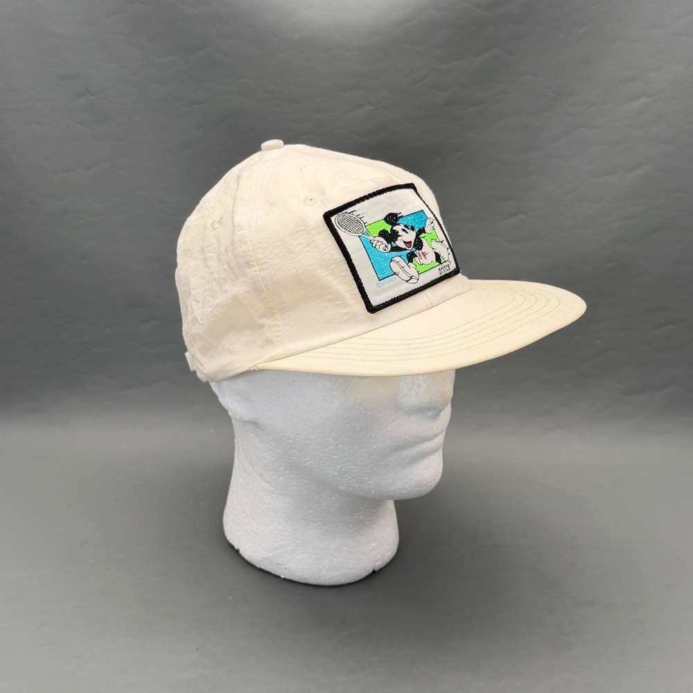 Vintage Prince Disney Mickey Mouse Tennis Nylon Cream Adjustable Hat Cap Taiwan
